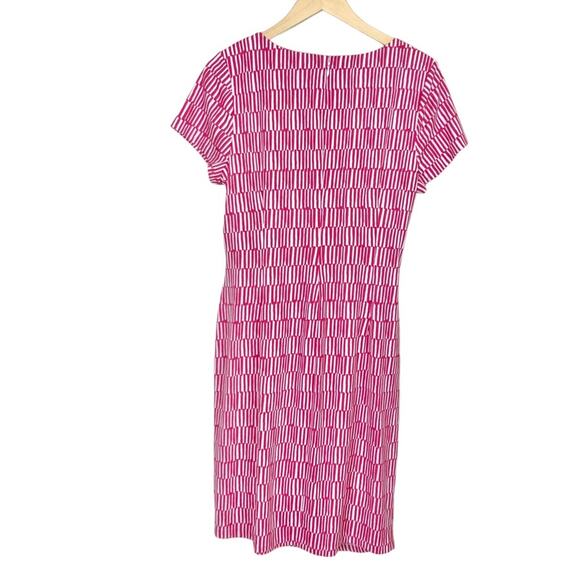 NYDJ Veronica Ruched Tie Waist Pink and White Striped Dress Size 14 - Picture 5 of 9